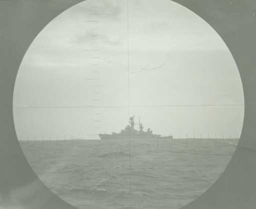 USS LEAHY DLG 16, FROM THE PERISCOPE OF THE USS ODAX